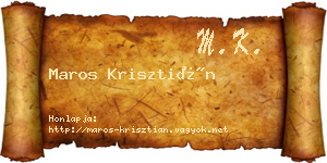 Maros Krisztián névjegykártya